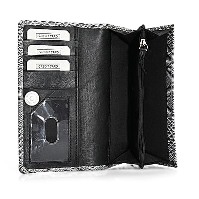 Tamsy Off White Python Print Genuine Leather with RFID Wallet