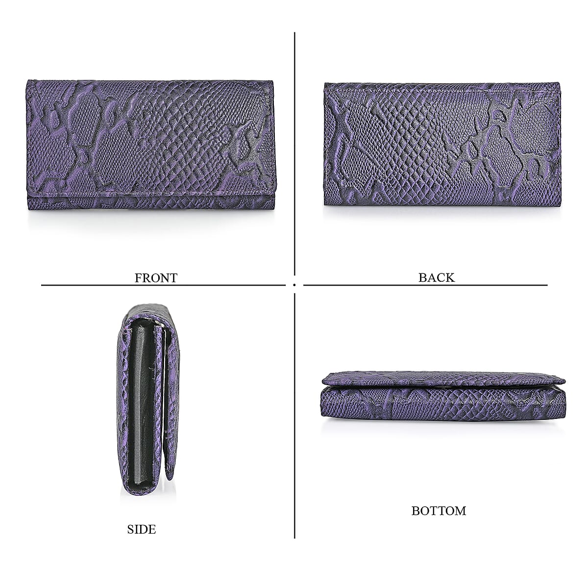 Tamsy Purple Python Print Genuine Leather with RFID Wallet image number 6