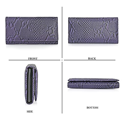 Tamsy Purple Python Print Genuine Leather with RFID Wallet