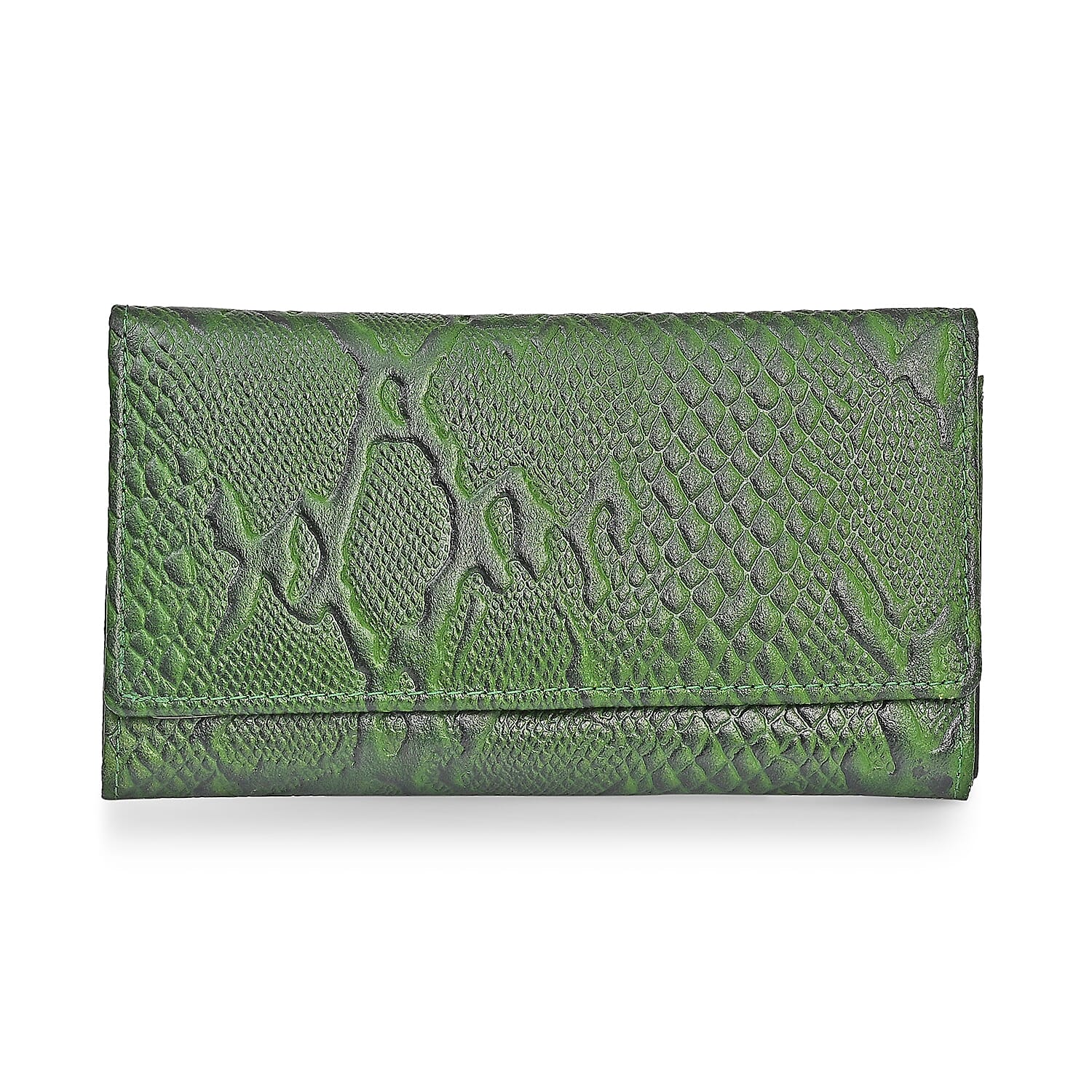 Tamsy Red Python Print Genuine Leather with RFID Wallet (7.25"x3.5")