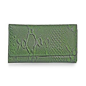 Tamsy Green Python Print Genuine Leather with RFID Wallet