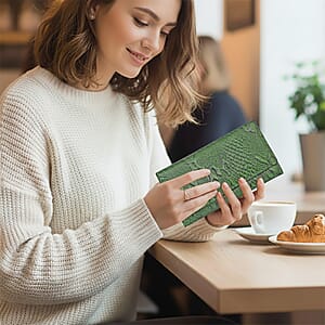 Tamsy Green Python Print Genuine Leather with RFID Wallet