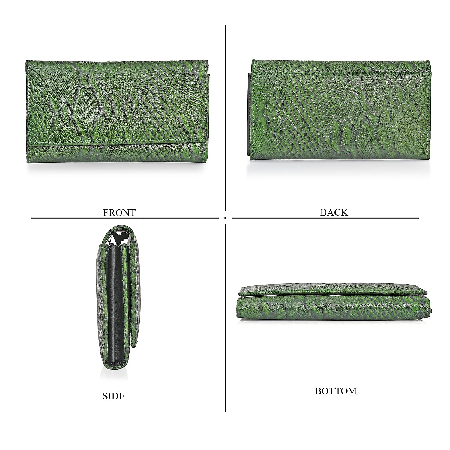 Tamsy Green Python Print Genuine Leather with RFID Wallet