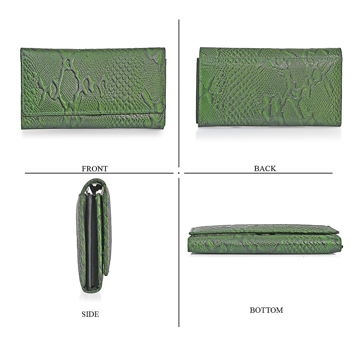Tamsy Green Python Print Genuine Leather with RFID Wallet image number 6