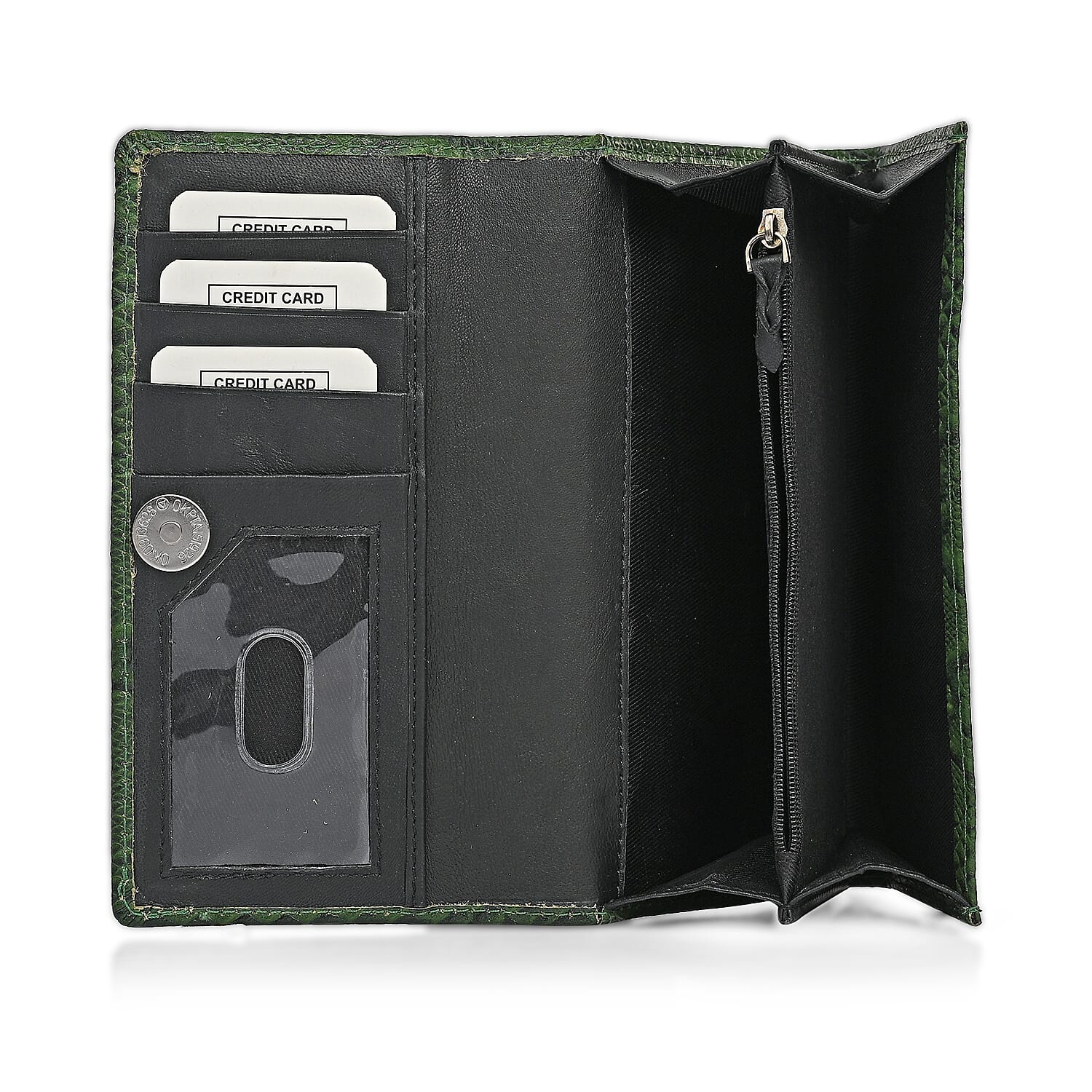 Tamsy Green Python Print Genuine Leather with RFID Wallet