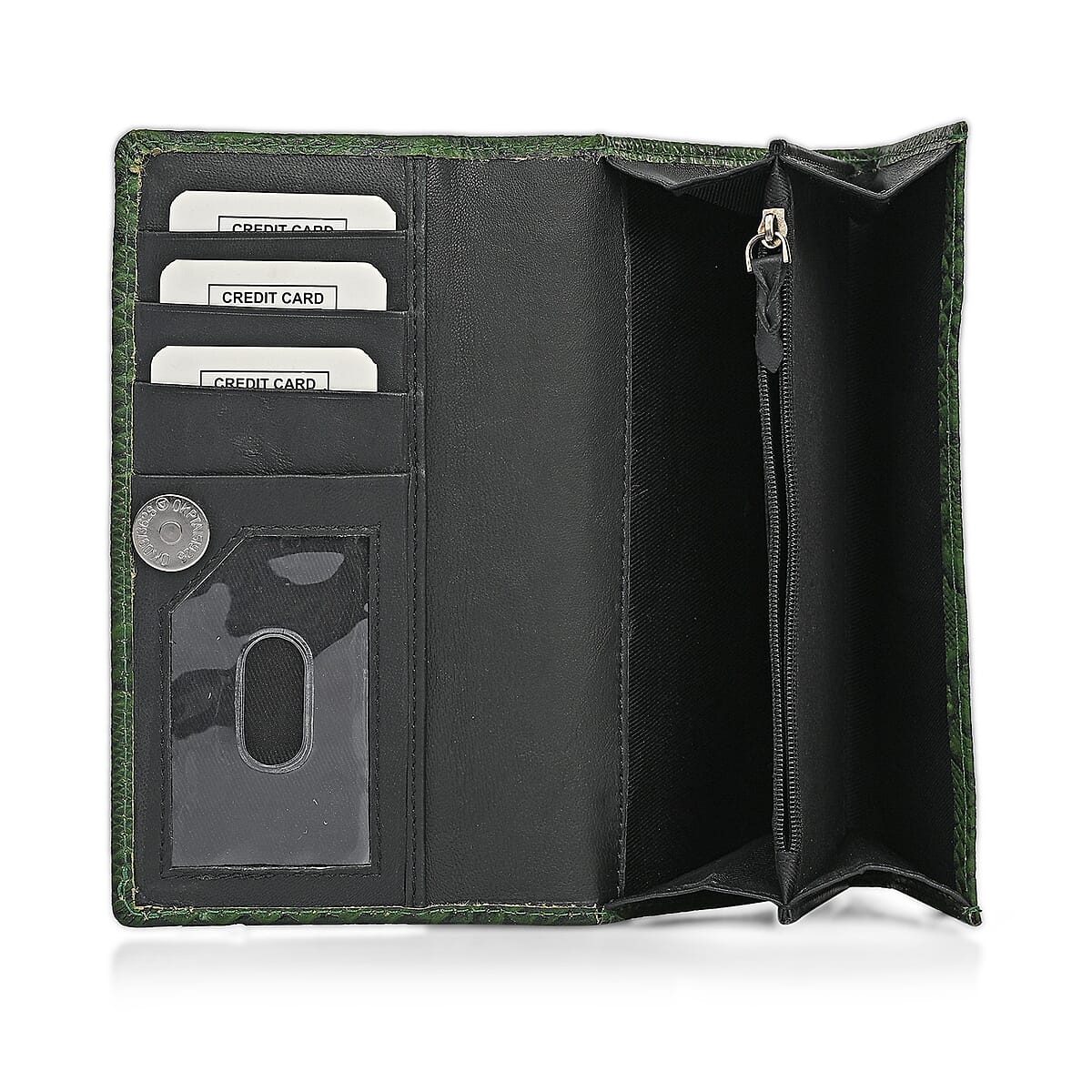 Tamsy Green Python Print Genuine Leather with RFID Wallet image number 7