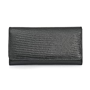 Tamsy Black Lizard Print Genuine Leather with RFID Wallet