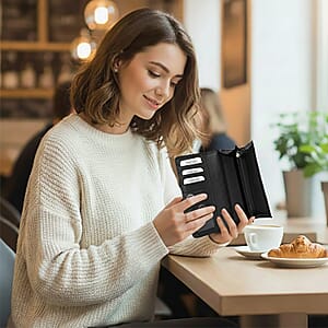 Tamsy Black Lizard Print Genuine Leather with RFID Wallet