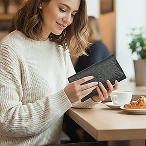 Tamsy Black Lizard Print Genuine Leather with RFID Wallet