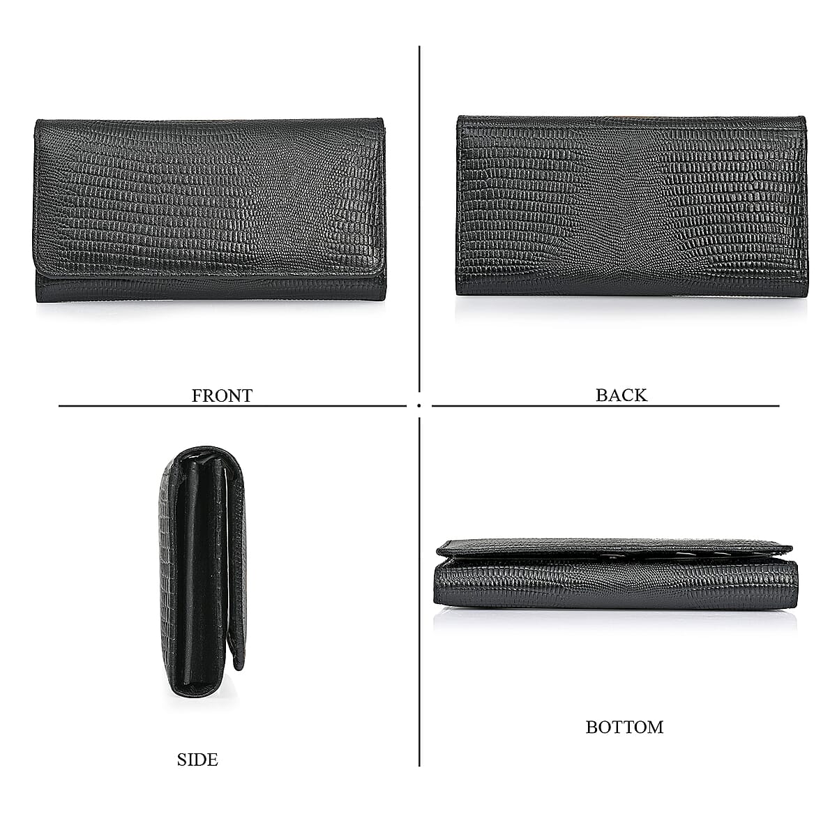 Tamsy Black Lizard Print Genuine Leather with RFID Wallet image number 6