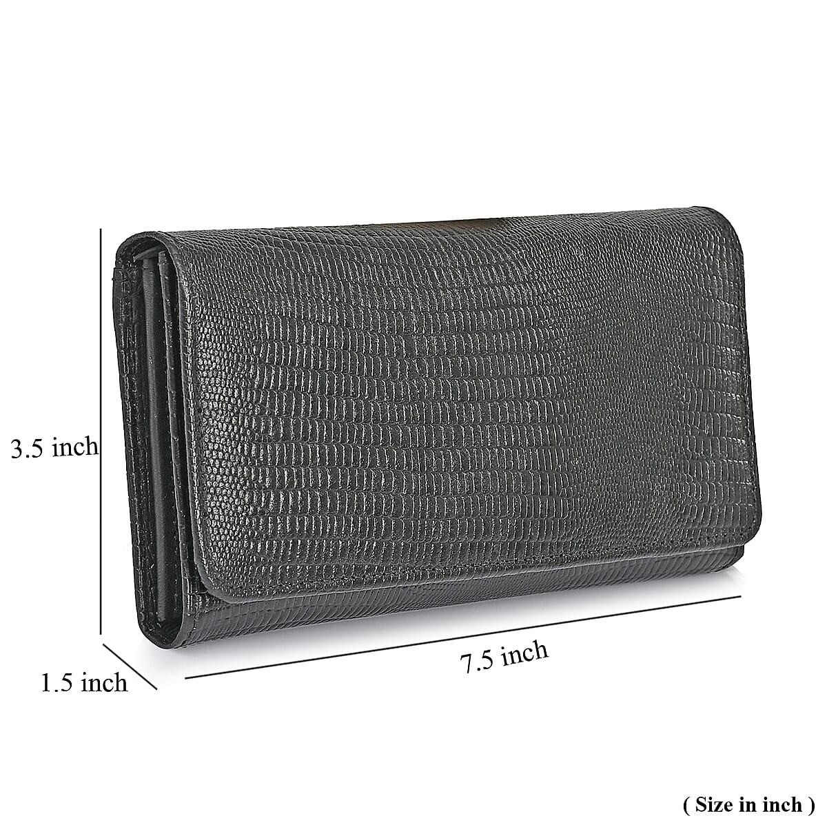 Tamsy Black Lizard Print Genuine Leather with RFID Wallet image number 9