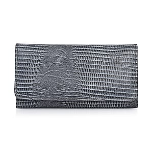 Tamsy Gray Lizard Print Genuine Leather with RFID Wallet