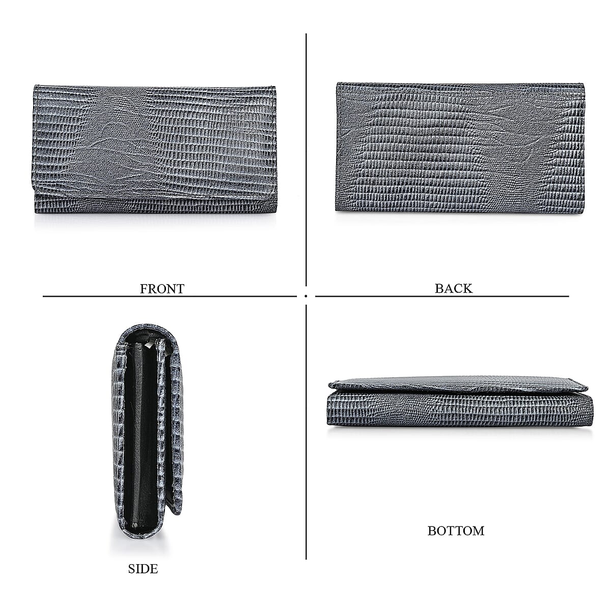 Tamsy Gray Lizard Print Genuine Leather with RFID Wallet image number 6