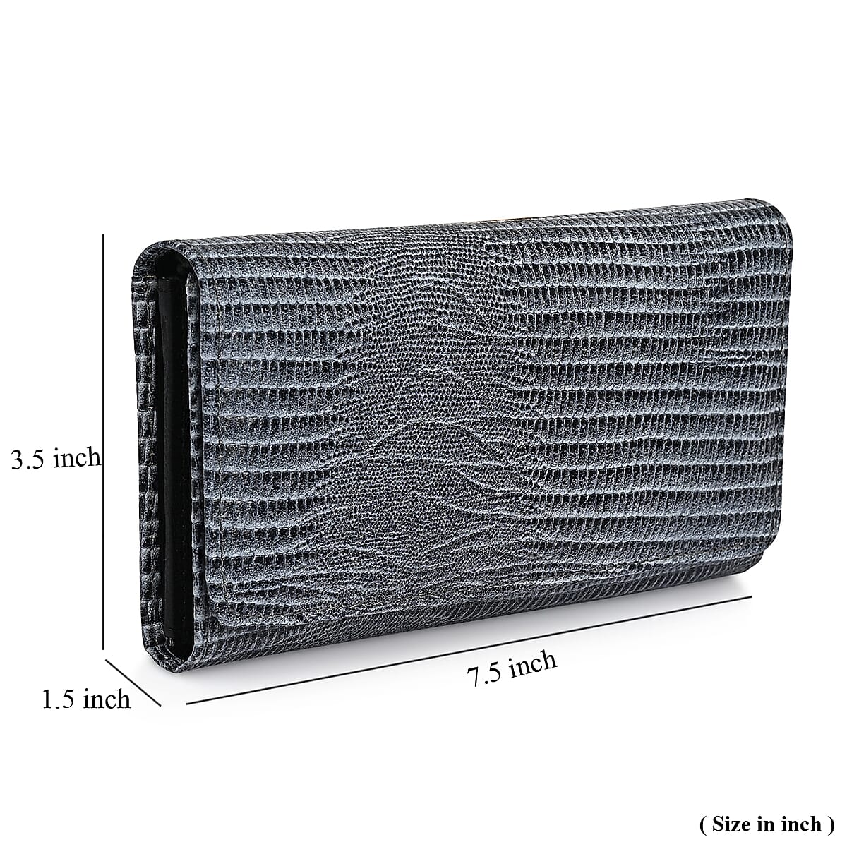 Tamsy Gray Lizard Print Genuine Leather with RFID Wallet image number 9