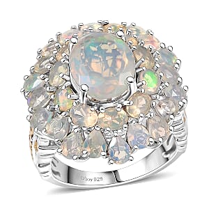 D'Joy Premium Ethiopian Welo Opal 5.30 ctw Bloom Ring in 18K Vermeil YG and Rhodium Over Sterling Silver (Size 10.0)