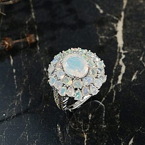 D'Joy Ethiopian Welo Opal Bloom Ring in 18K Vermeil YG and Rhodium Over Sterling Silver 5.30 ctw (Size 10.0)