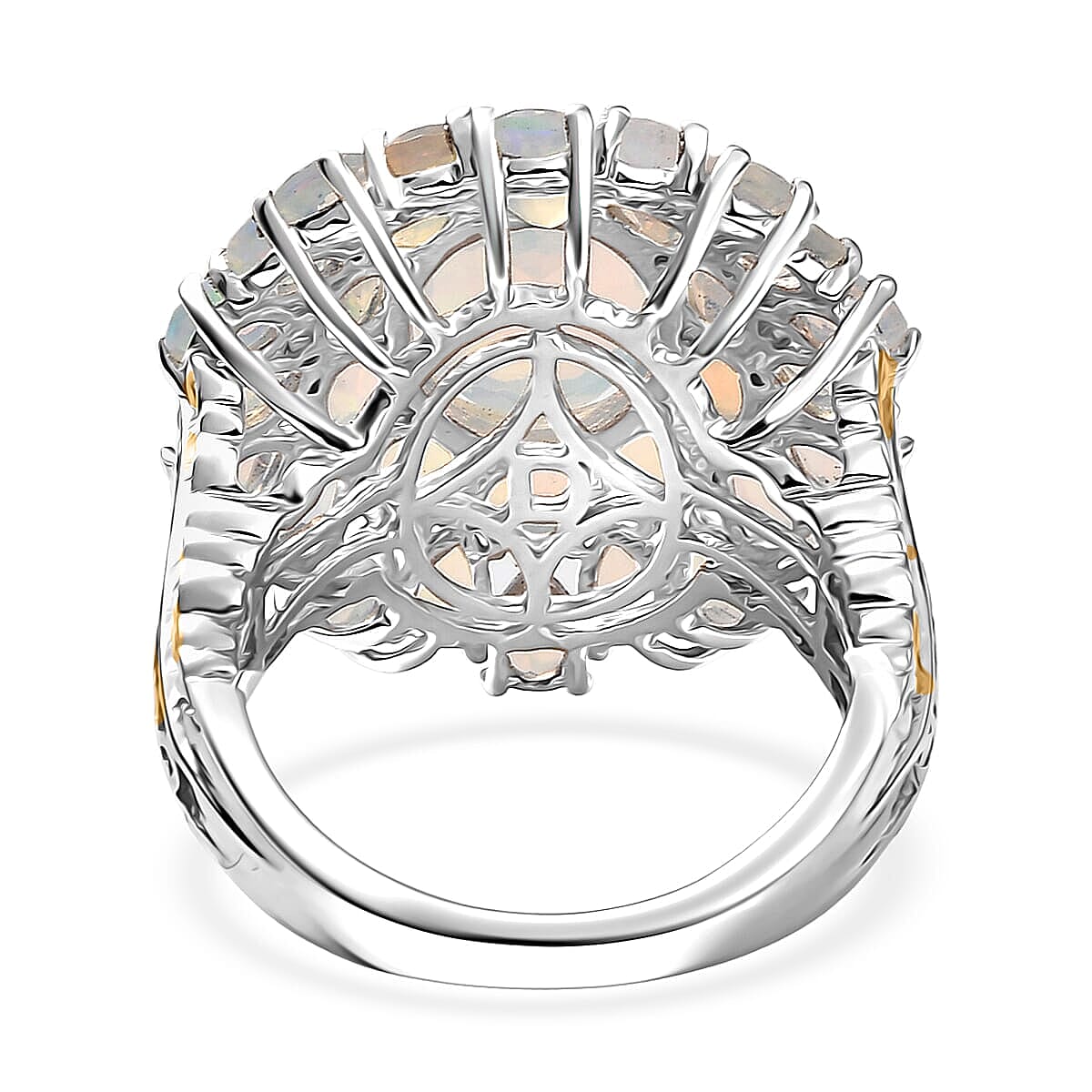 D'Joy Premium Ethiopian Welo Opal 5.30 ctw Bloom Ring in 18K Vermeil YG and Rhodium Over Sterling Silver (Size 10.0) image number 4