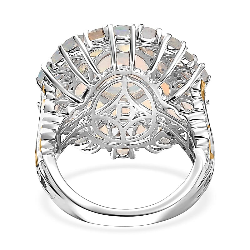 D'Joy Ethiopian Welo Opal Bloom Ring in 18K Vermeil YG and Rhodium Over Sterling Silver 5.30 ctw (Size 10.0)