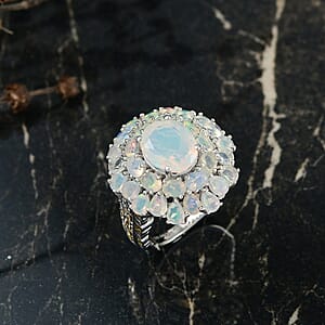 D'Joy Ethiopian Welo Opal Bloom Ring in 18K Vermeil YG and Rhodium Over Sterling Silver 5.30 ctw (Size 5.0)