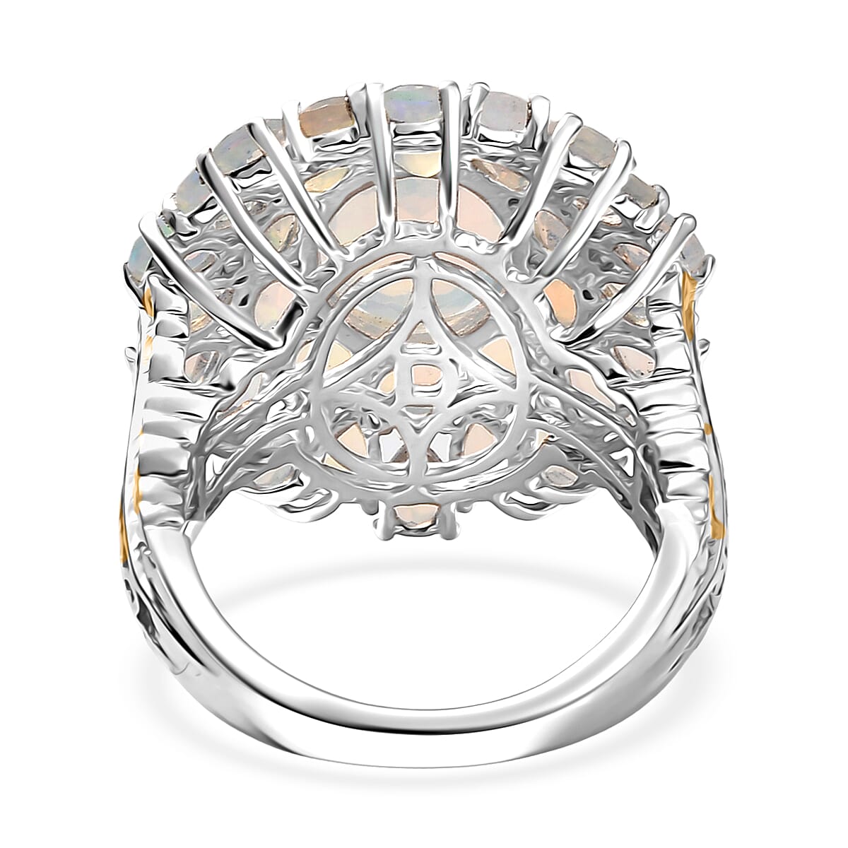 D'Joy Ethiopian Welo Opal Bloom Ring in 18K Vermeil YG and Rhodium Over Sterling Silver 5.30 ctw (Size 6.0)