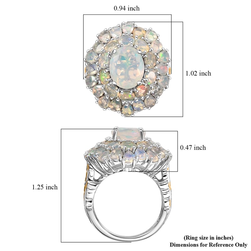 D'Joy Ethiopian Welo Opal Bloom Ring in 18K Vermeil YG and Rhodium Over Sterling Silver 5.30 ctw (Size 6.0)