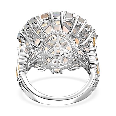 D'Joy Premium Ethiopian Welo Opal 5.30 ctw Bloom Ring in 18K Vermeil YG and Rhodium Over Sterling Silver (Size 7.0)