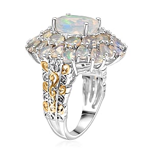 D'Joy Ethiopian Welo Opal Bloom Ring in 18K Vermeil YG and Rhodium Over Sterling Silver 5.30 ctw (Size 8.0)