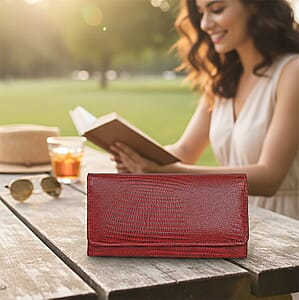 Tamsy Wine Lizard Print Genuine Leather with RFID Wallet