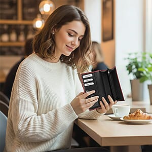 Tamsy Wine Lizard Print Genuine Leather with RFID Wallet