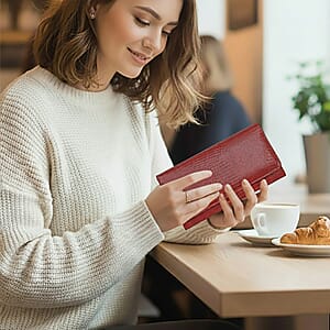 Tamsy Wine Lizard Print Genuine Leather with RFID Wallet