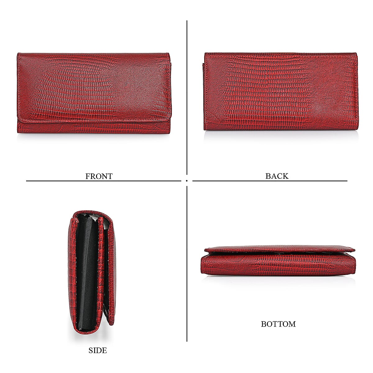 Tamsy Wine Lizard Print Genuine Leather with RFID Wallet image number 6