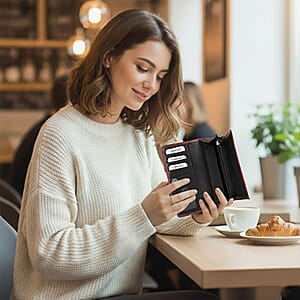 Tamsy Brown Lizard Print Genuine Leather with RFID Wallet