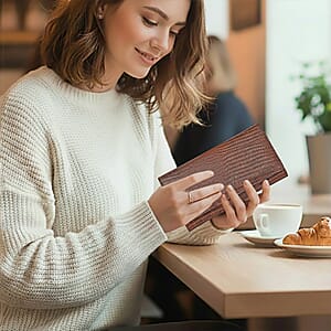 Tamsy Brown Lizard Print Genuine Leather with RFID Wallet