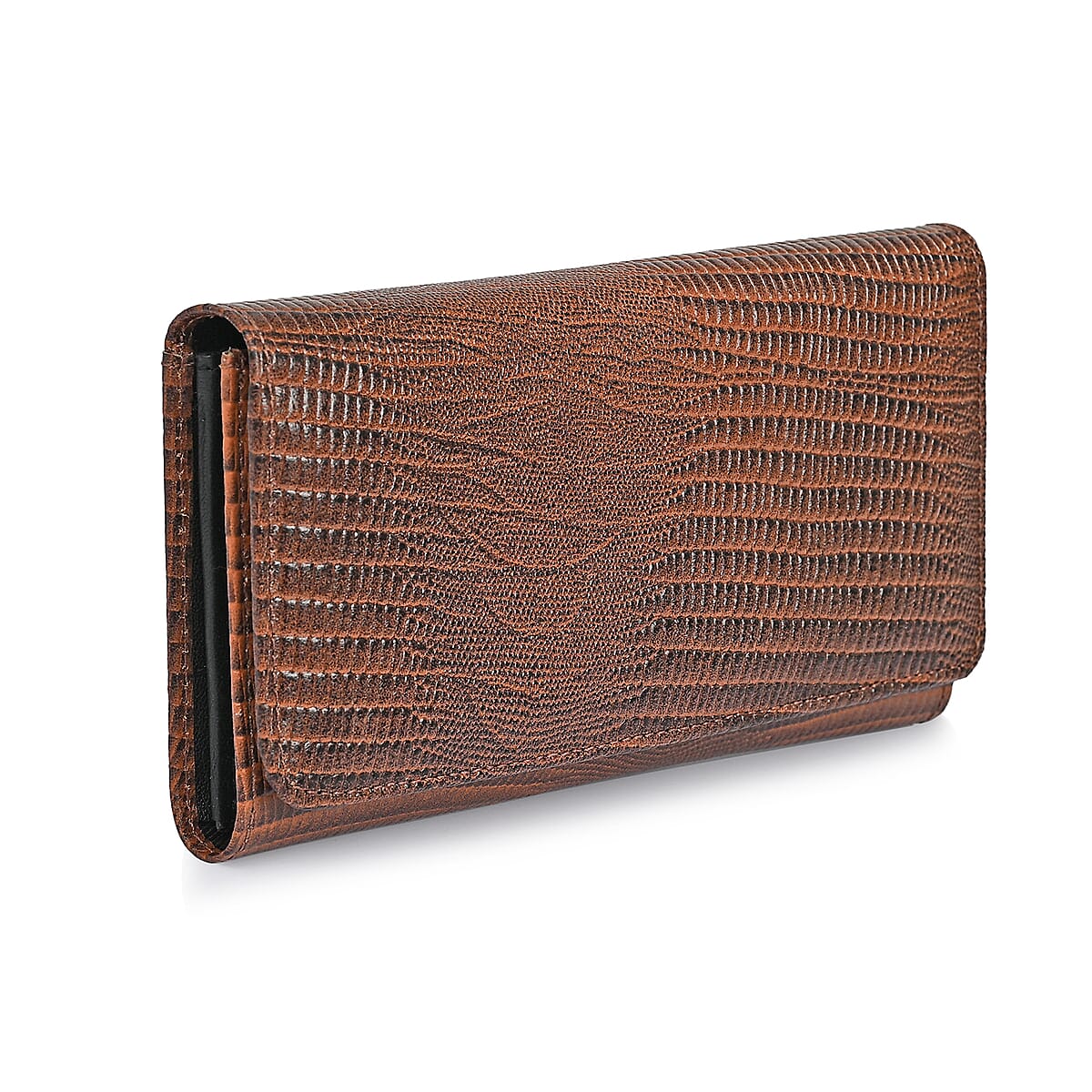 Tamsy Brown Lizard Print Genuine Leather with RFID Wallet image number 5