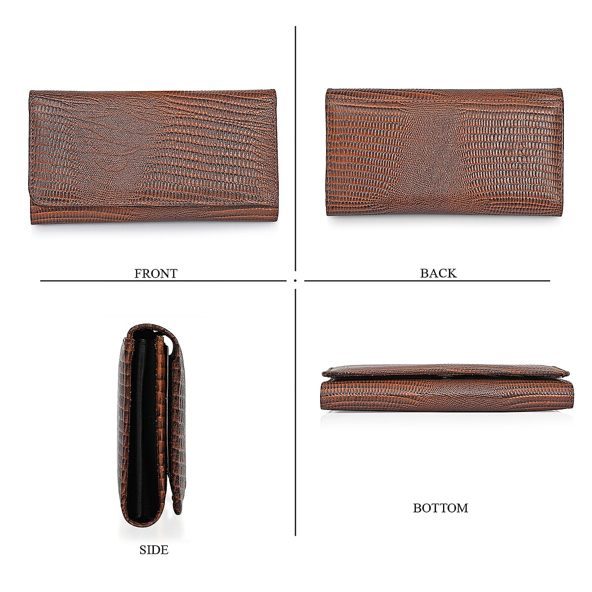 Tamsy Brown Lizard Print Genuine Leather with RFID Wallet image number 6