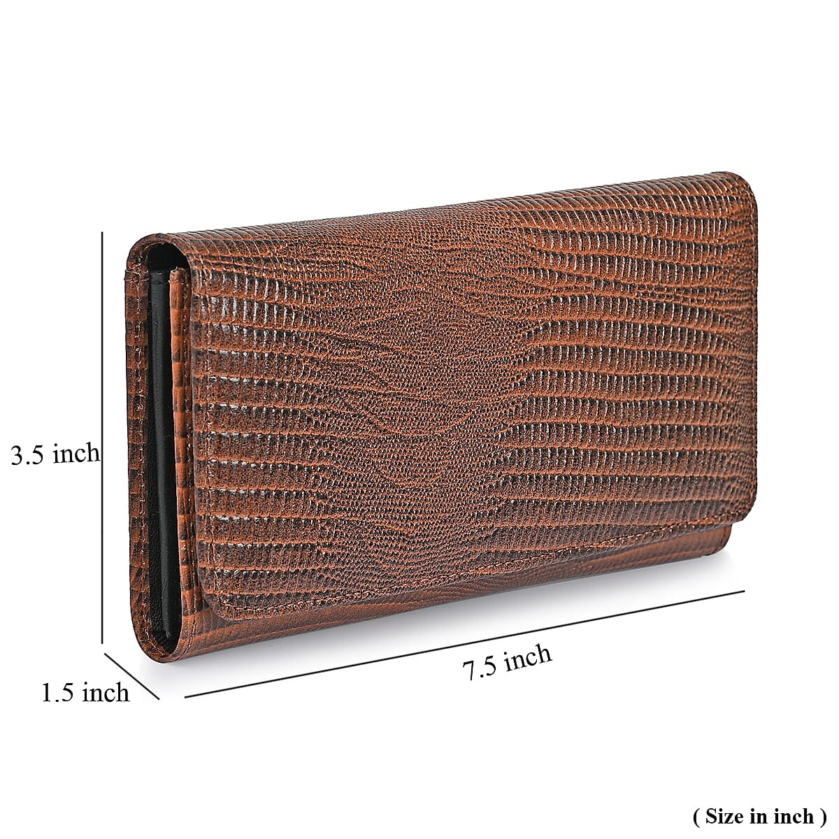 Tamsy Brown Lizard Print Genuine Leather with RFID Wallet image number 9