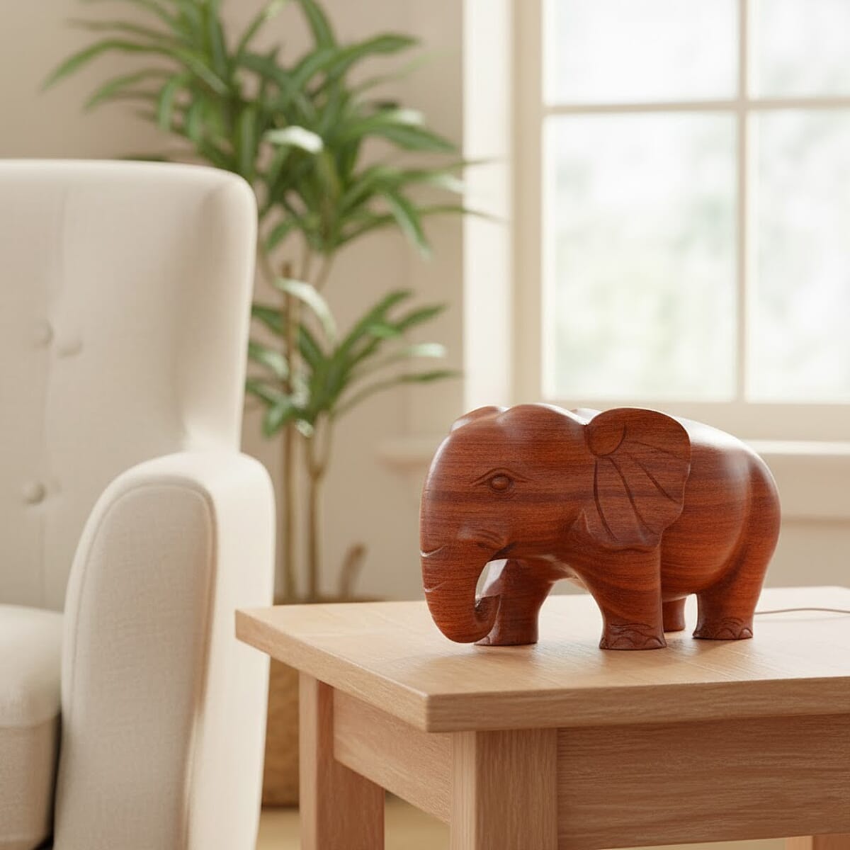 Livmore Elephant Wooden Sculpture 11.81 Inches image number 1