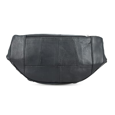 La Marey Black Genuine Leather Fanny Pack with RFID Protection (17.5x6.5)