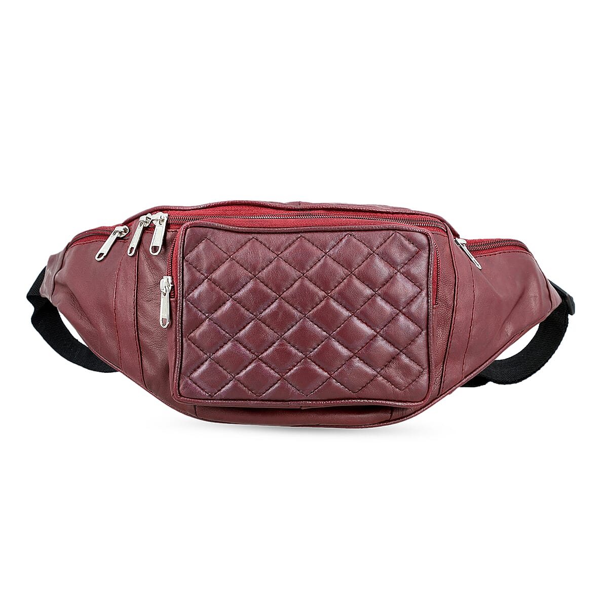 La Marey Burgundy Genuine Leather Fanny Pack with RFID Protection image number 0