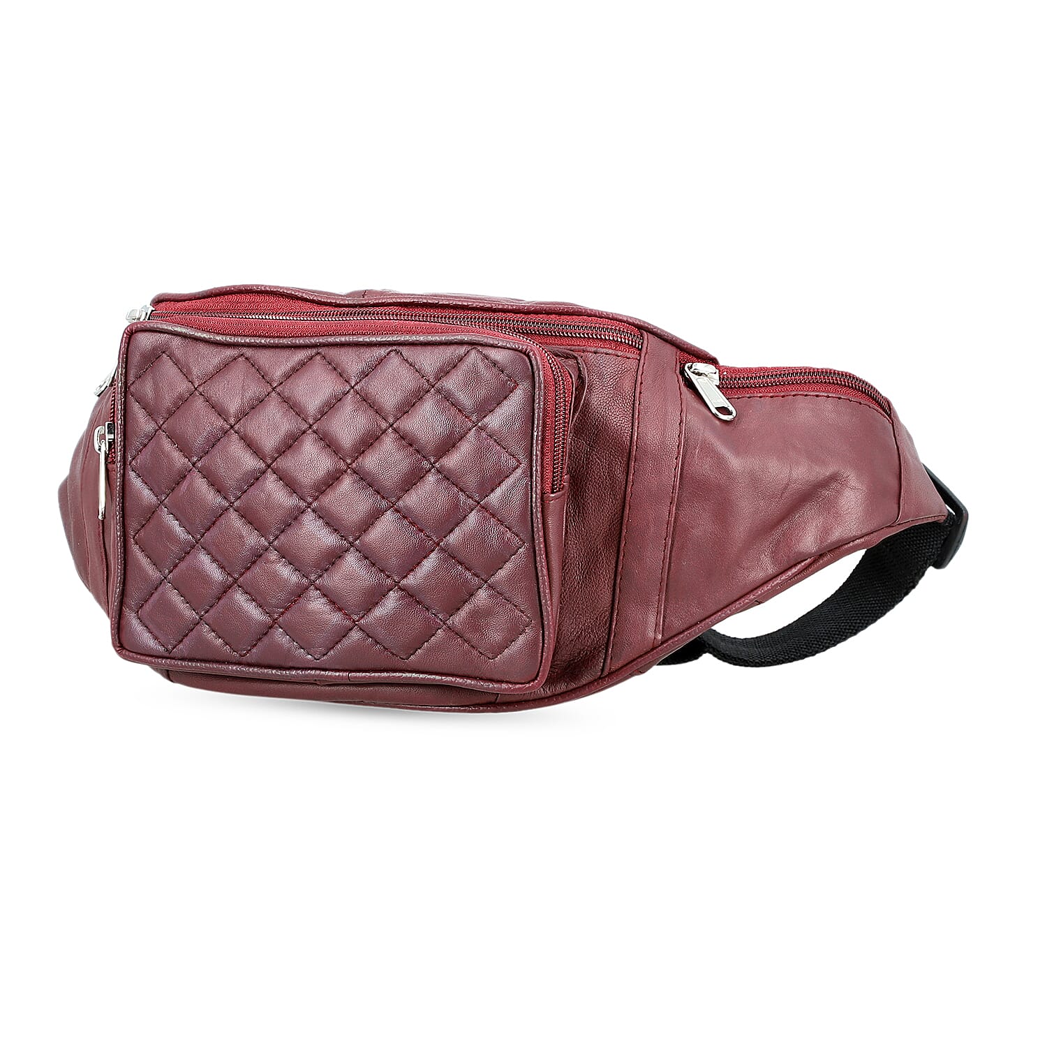 La Marey Burgundy Genuine Leather Fanny Pack with RFID Protection