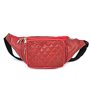 Tamsy Red Genuine Leather Fanny Pack with RFID Protection