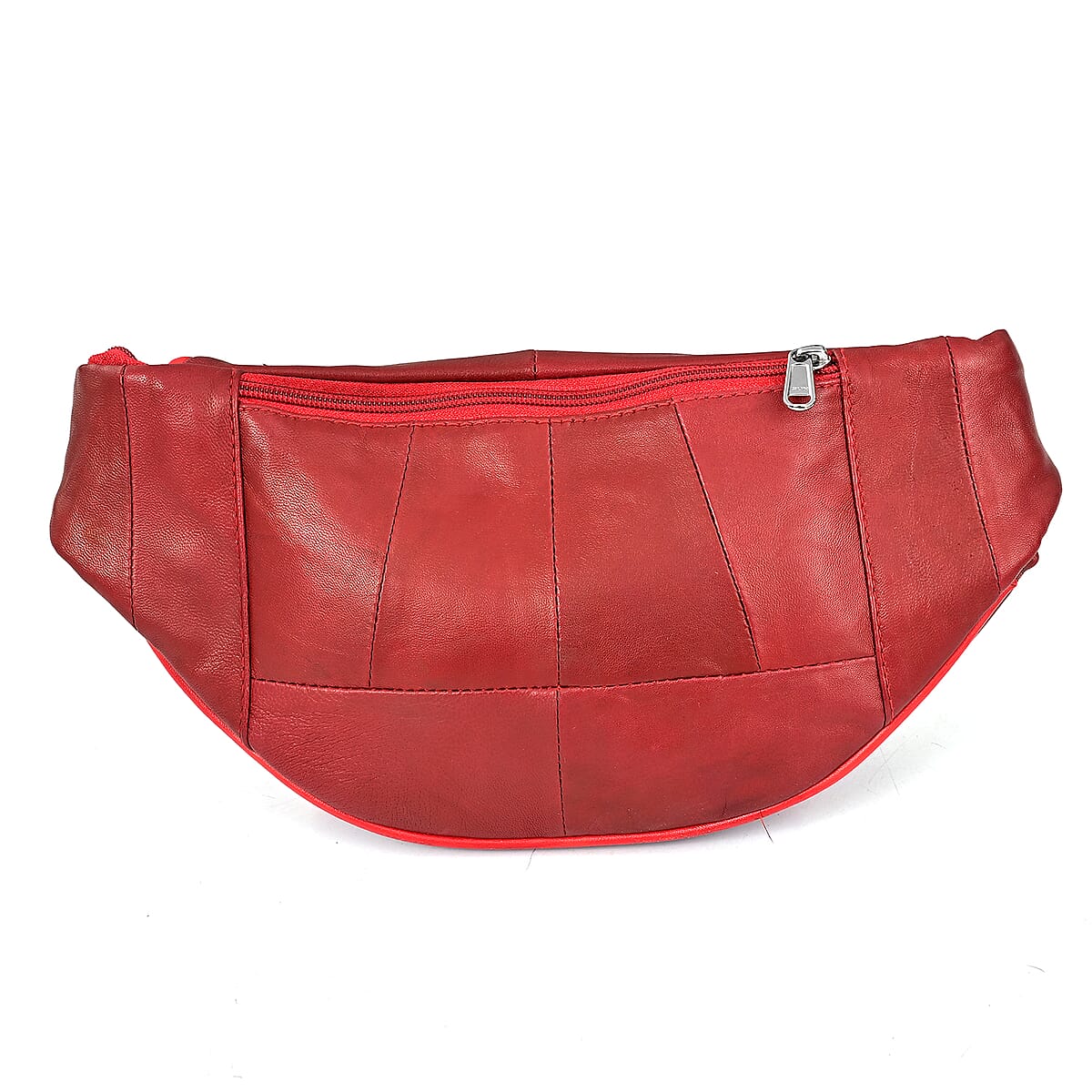 Tamsy Red Genuine Leather Fanny Pack with RFID Protection image number 5