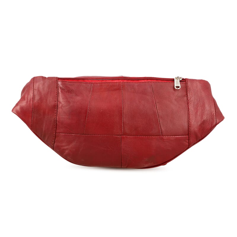 La Marey Red Genuine Leather Fanny Pack with RFID Protection