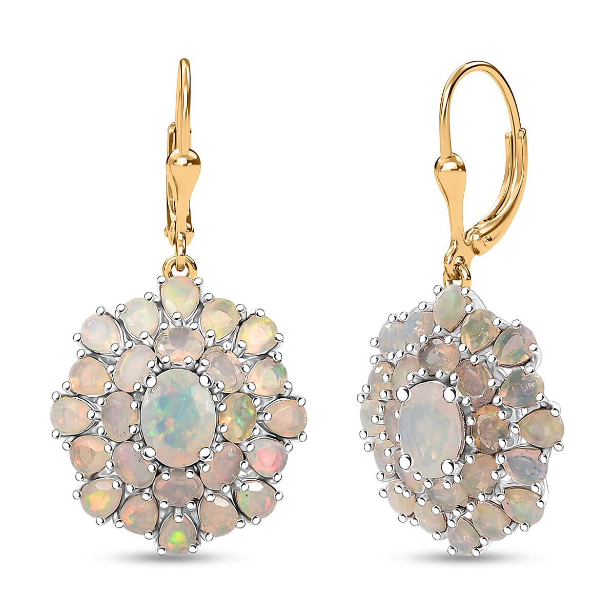 D'Joy Premium Ethiopian Welo Opal 7.25 ctw Bloom Earrings in 18K Vermeil YG and Rhodium Over Sterling Silver image number 0