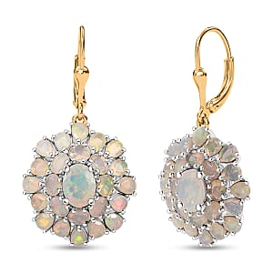 D'Joy Premium Ethiopian Welo Opal 7.25 ctw Bloom Earrings in 18K Vermeil YG and Rhodium Over Sterling Silver