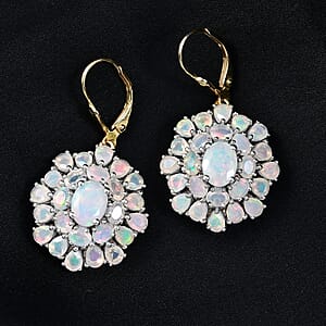 D'Joy Premium Ethiopian Welo Opal 7.25 ctw Bloom Earrings in 18K Vermeil YG and Rhodium Over Sterling Silver