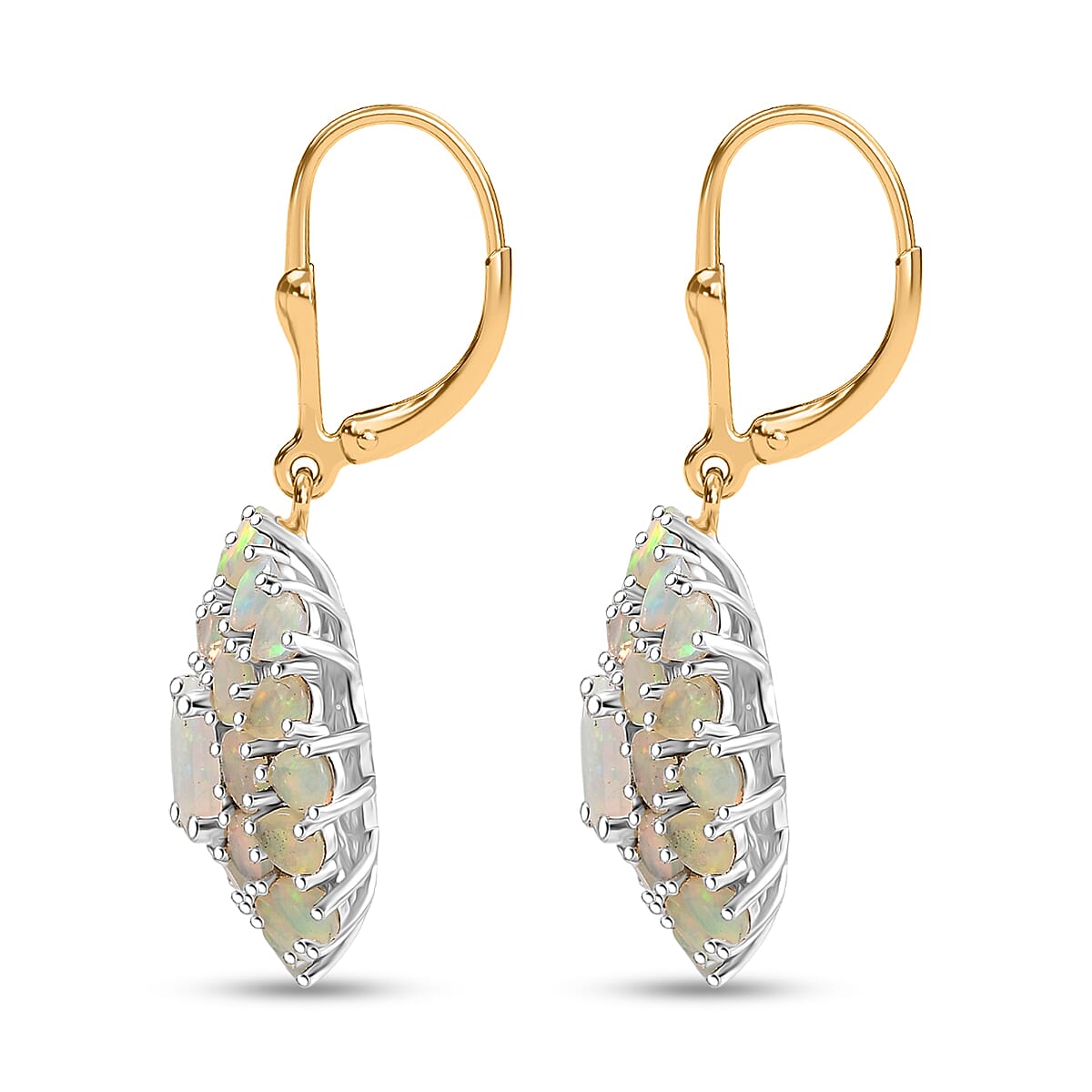 D'Joy Premium Ethiopian Welo Opal 7.25 ctw Bloom Earrings in 18K Vermeil YG and Rhodium Over Sterling Silver image number 3