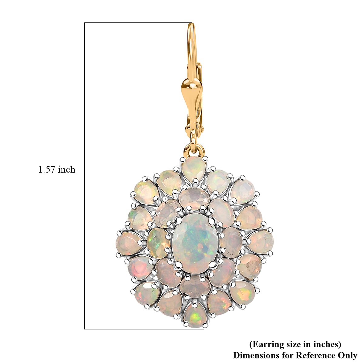 D'Joy Premium Ethiopian Welo Opal 7.25 ctw Bloom Earrings in 18K Vermeil YG and Rhodium Over Sterling Silver image number 5
