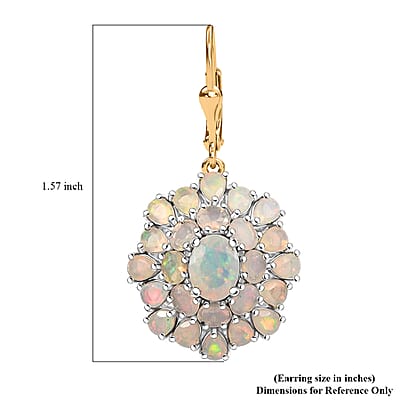 D'Joy Premium Ethiopian Welo Opal 7.25 ctw Bloom Earrings in 18K Vermeil YG and Rhodium Over Sterling Silver
