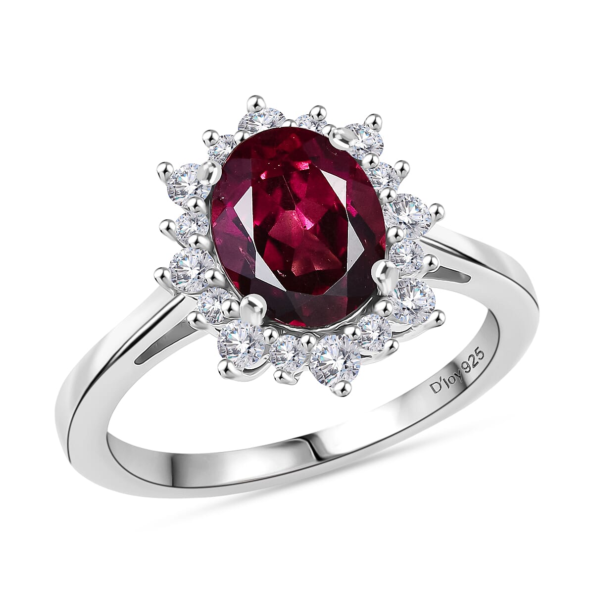 D'Joy Orissa Rhodolite Garnet and White Zircon 2.75 ctw Ring in Platinum Over Sterling Silver (Size 10.0) image number 0